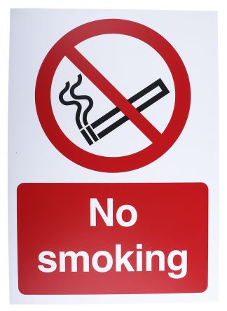RS PRO 禁止标志 禁止吸烟标志, 塑料, 200 mm高 x 150mm宽, 英语
