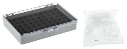 RS PRO 零件收纳盒, 60储物格, 122mm x 30mm x 161mm, 聚苯乙烯 (PS), 灰色