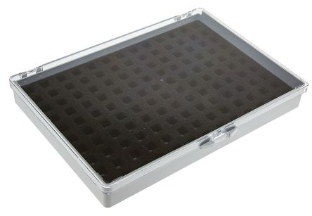 RS PRO 零件收纳盒, 130储物格, 228mm x 29mm x 168mm, 聚苯乙烯 (PS), 灰色