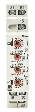 RS PRO Temporizador Multifunción, 12 → 230V Ac/dc, 8A, SPDT, Tempo. 0.1 S → 100h