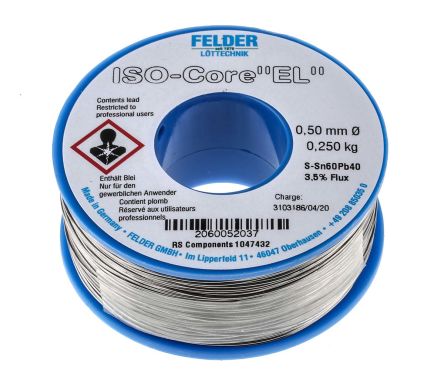 Felder Lottechnik Wire, 0.5mm Lead Solder, 183°C Melting Point