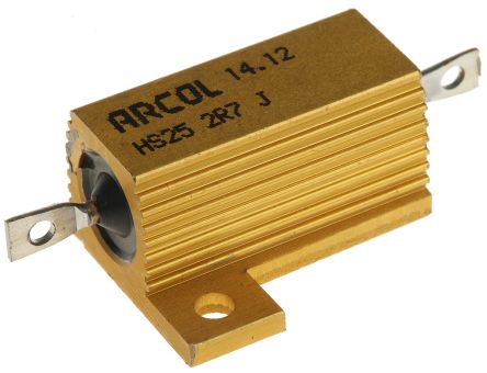 Arcol HS25 Wickel Lastwiderstand 2.7Ω ±5% / 25W, Alu Gehäuse Axialanschluss, -55°C → +200°C