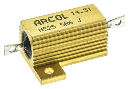 Arcol HS25 Wickel Lastwiderstand 5.6Ω ±5% / 25W, Alu Gehäuse Axialanschluss, -55°C → +200°C