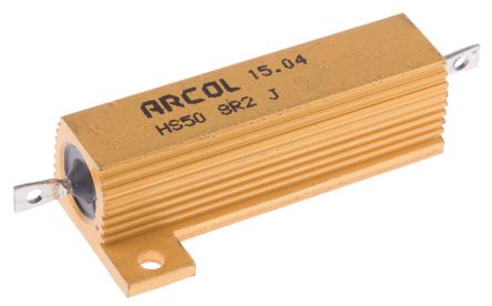 Arcol HS50 Wickel Lastwiderstand 8.2Ω ±5% / 50W, Alu Gehäuse Axialanschluss, +5°C → +200°C
