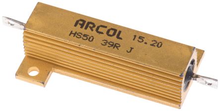 Arcol HS50 Wickel Lastwiderstand 39Ω ±5% / 50W, Alu Gehäuse Axialanschluss, -55°C → +200°C