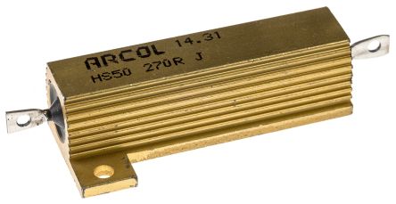 Arcol HS50 Wickel Lastwiderstand 270Ω ±5% / 50W, Alu Gehäuse Axialanschluss, -55°C → +200°C