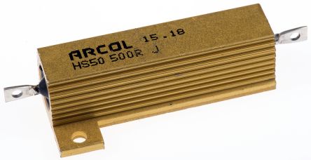 Arcol HS50 Wickel Lastwiderstand 500Ω ±5% / 50W, Alu Gehäuse Axialanschluss, -55°C → +200°C