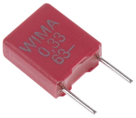 WIMA MKS2 Folienkondensator 330nF ±10% / 40 V Ac, 63 V Dc, THT Raster 5mm
