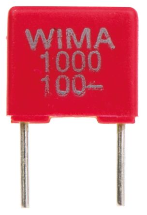 WIMA FKS2 Folienkondensator 1nF ±20% / 63 V Ac, 100 V Dc, THT Raster 5mm