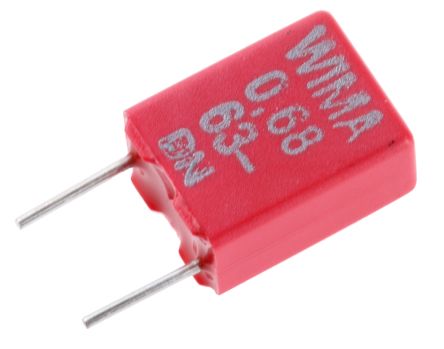 WIMA MKS2 Folienkondensator 680nF ±10% / 40 V Ac, 63 V Dc, THT Raster 5mm