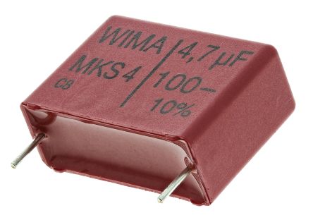 WIMA MKS4 Folienkondensator 4.7μF ±10% / 63 V Ac, 100 V Dc, THT Raster 22.5mm