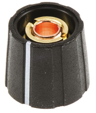 Sifam Potentiometer Drehknopf Schwarz, Zeiger Weiß Ø 15.5mm X 14.3mm X 7mm, Schlitz Schaft 6mm