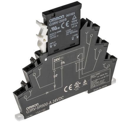 Omron G3RV-SR Halbleiter-Interfacerelais, 2 A Max., DIN-Schienen 264 V Ac Max. / 24 V Ac/dc Max. Nulldurchgang