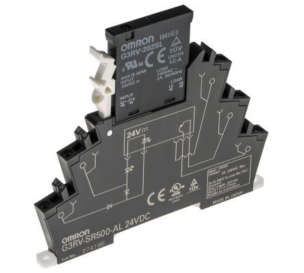Omron G3RV-SR Halbleiter-Interfacerelais, 2 A Max., DIN-Schienen 264 V Ac Max. / 24 V Dc Max. AC/DC