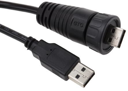RS PRO Cable USB 2.0, Con A. USB A Macho, Con B. USB A Macho, Long. 2m, Color Negro