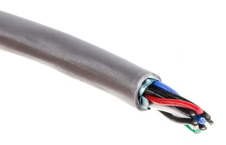 Alpha Wire 5474C Datenkabel, 4-paarig 0,23 Mm Ø 6.17mm F/UTP Schirmung PVC Isoliert Twisted Pair Grau