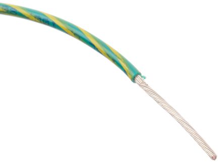 Alpha Wire Einzeladerleitung 0,82 Mm², 18 AWG 30m Grün/Gelb PVC Isoliert Ø 2.01mm 16/0,25 Mm Litzen UL1007