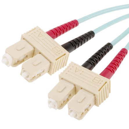 RS PRO SC To SC Duplex Multi Mode OM3 Fibre Optic Cable, 900μm, Blue, 1m