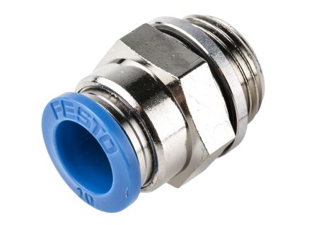 Qs G3 8 10 Festo Threaded To Tube Pneumatic Fitting G 3 8 To Push In 10 Mm Qs Series 14 Bar Rs Components
