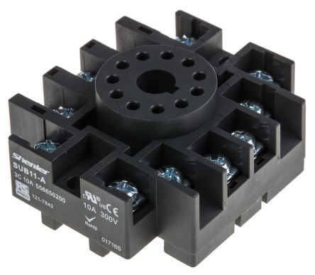 RS PRO Relay Socket For Use With RUB Relays 11 Pin, DIN Rail, 300V