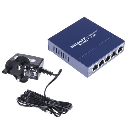 Netgear Switch Ethernet De Sobremesa, 5 Puertos, Gigabit, 10/100/1000Mbit/s, 5 RJ45, 0 SFP