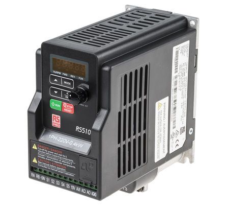 RS PRO, 1-Phasen Frequenzumrichter 0,4 KW, 230 V Ac / 7,2 A 0.01 → 599Hz Für Wechselstrommotoren