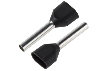 JST, TWE Insulated Crimp Bootlace Ferrule, 12mm Pin Length, 2.3mm Pin Diameter, 2 X 1.5mm² Wire Size, Black