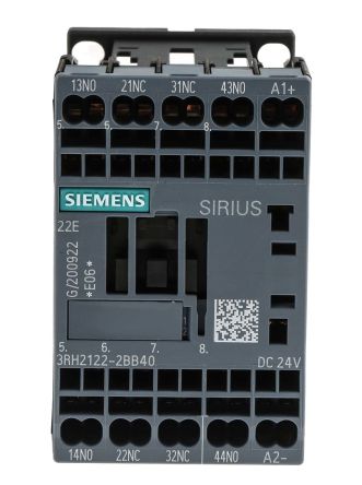 Siemens SIRIUS Innovation 3RH2 Leistungsschütz / 0,8 → 1.1 In Dc Spule 2 Schließer + 2 Öffner, 690 V Ac / 10 A