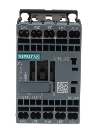 Siemens Contacteur Série 3RH2, 3 NO + 1 NF, 10 A, 0,8 → 1,1 V, 4 W