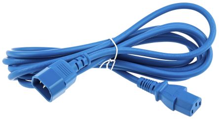 RS PRO Netzkabel, A IEC C13 / Buchse, B IEC C14 / Stecker, 3m Blau