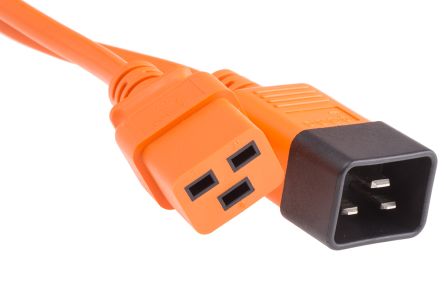 RS PRO Netzkabel, A IEC C19 / Buchse, B IEC C20 / Stecker, 2m Orange