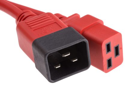 RS PRO Netzkabel, A IEC C19 / Buchse, B IEC C20 / Stecker, 1m Rot