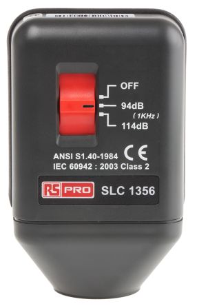 RS PRO SLC1356 Schallpegelkalibrator / 94dB, 1000Hz ±0,5 DB, DKD/DAkkS-kalibriert