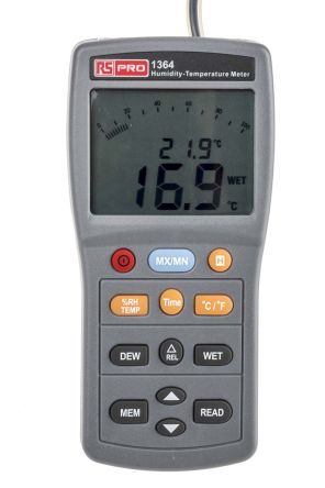 NEUTRAL 8888 RS1364 Hygrometer, Typ Digitalhygrometer, Absolut +140 °F, +60 °C / 95%RH, ±0,5 °C, ±0,9 °F 0.1 °F, 0.1 °C 0.1%RH