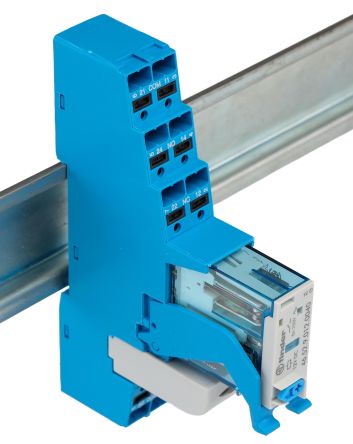 Finder 4C Series Interface Relay Module, DIN Rail Mount, 12V dc Coil, DPDT-2C/0, 2-Pole, 8A Load