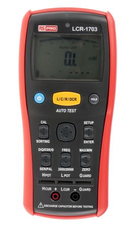 RS PRO LCR-1703 LCR-Messgerät 20mF 200 MΩ 20000H Batterie AA, Handgerät Balkendiagramm-Display Mit Automatischer