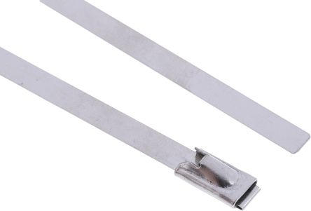 RS PRO 电缆扎带, 不锈钢扎带, 滚珠, 125mm长x4.6 mm宽, 钢