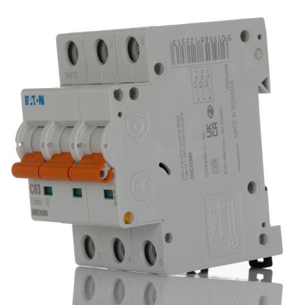 Eaton Interruptor Automático 3P, 63A, Curva Tipo C, Poder De Corte 10 KA, MEMShield, Montaje En Carril DIN