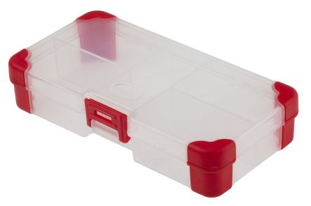 RS PRO Kleinteilebox, Polypropylen Rot Transparent, 5 Fächer, 30mm X 140mm X 80mm