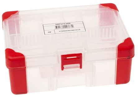 RS PRO Caja Organizadora De 10 Compartimentos Ajustables De Polipropileno Rojo Transparente, 170mm X 130mm X 60mm
