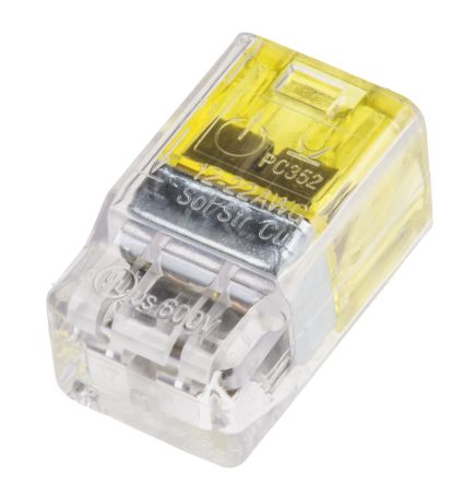 TE Connectivity Push Grip Kabelspleißverbinder, Gelb, 0,5 → 2,5 Mm², 22 → 12 AWG, 2 Auslässe, 0.5mm² -