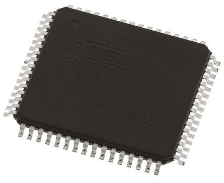 Microchip AT90USB1287-AU, 8bit AVR Microcontroller, AT90, 16MHz, 128 KB Flash, 64-Pin TQFP