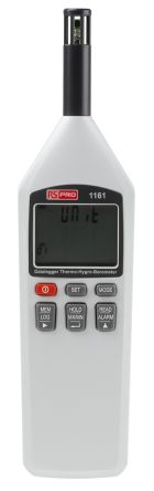 RS PRO Hygrometer, Typ Digitalhygrometer, Absolut +100 °C, +212 °F / 100%RH, ±0,4 °C, ±0,8 °F 0.1 °C, 0.1 °F 0.1%RH