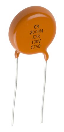 Vishay Condensador Cerámico Monocapa (SLCC), 2nF, 10kV Dc, Montaje En Orificio Pasante, X7R Dieléctrico