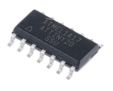 Microchip Mikrocontroller ATtiny20 AVR 8bit SMD 2 KB SOIC 14-Pin 12MHz 128 B RAM