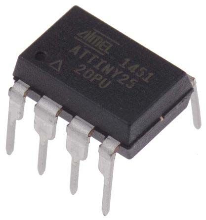 Microchip Microcontrolador ATTINY25-20PU, Núcleo AVR De 8bit, RAM 128 B, 20MHZ, PDIP De 8 Pines
