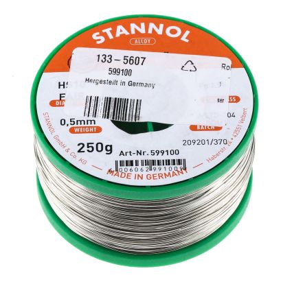 Stannol HS10 Fair Lötzinn Bleifrei 99.3%Sn 0%Pb 0.7%Cu, 227°C, Ø 0.5mm / 250g
