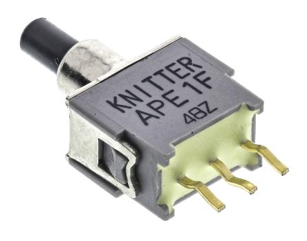 KNITTER-SWITCH Interruptor De Botón Pulsador, Color De Botón Negro, SPDT, Acción Momentánea, 50 MA A 48 V Dc, 48V