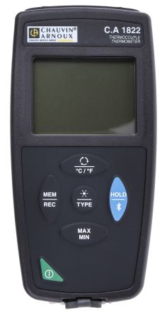 Chauvin Arnoux Digital Thermometer, CA 1822,, 2-Kanal Bis +1200 (J) °C, +1300 (N) °C, +1372 (K) °C, +1742 (E) °F,
