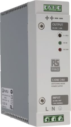 RS PRO Switch-Mode DIN-Schienen Netzteil 120W, 230V Ac, 24V Dc / 5A